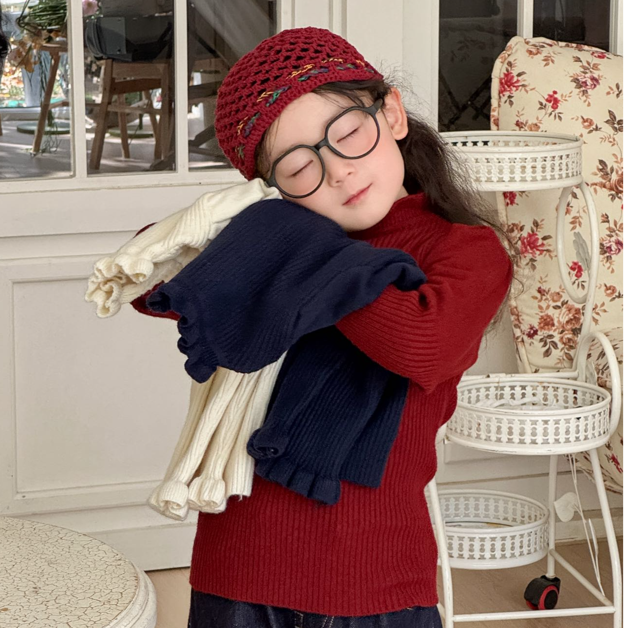 女童打底衫2025秋冬新款内穿打底保暖衣外穿百搭泡泡袖针织衫毛衣