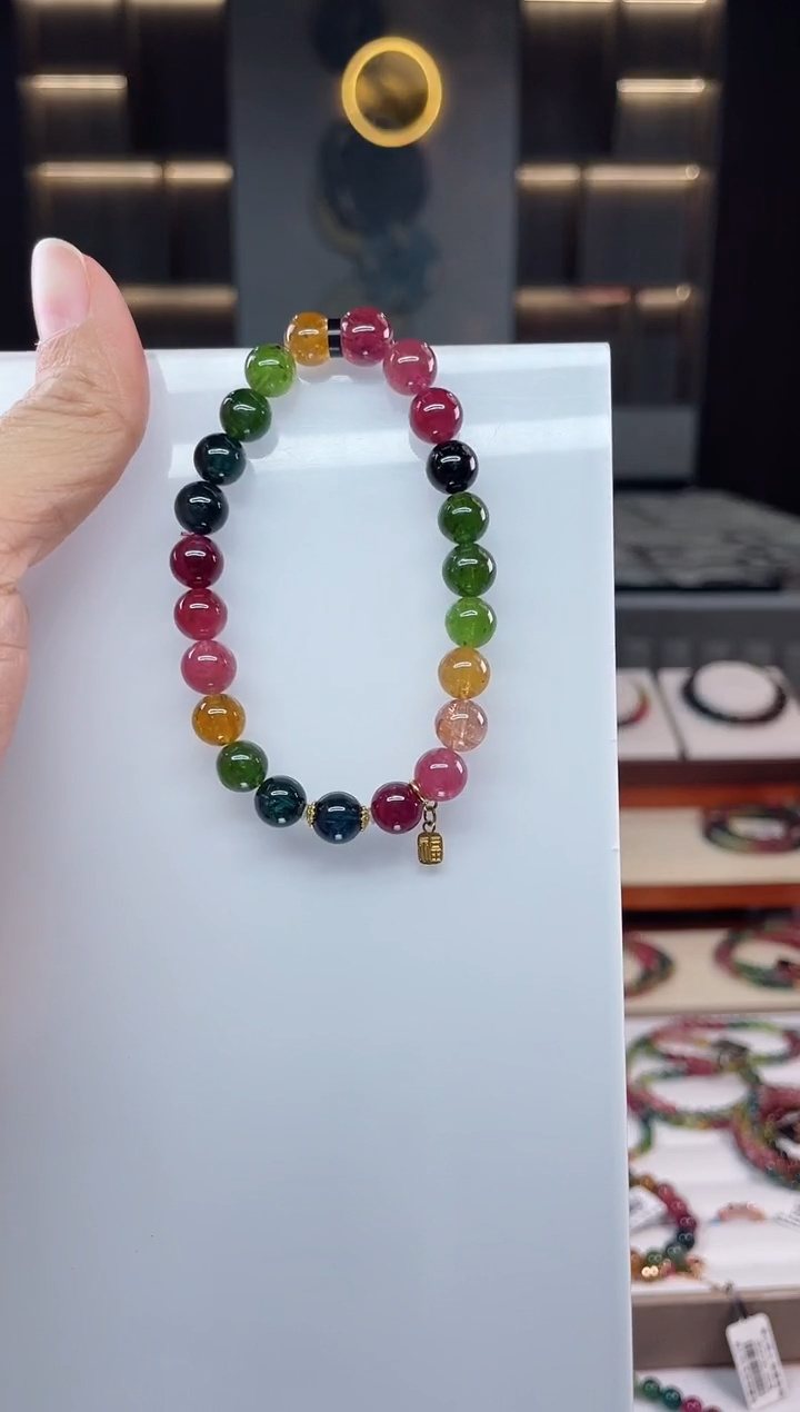 未镶嵌老矿碧玺单圈手串8mm+碧玺（多样性发一条）Q