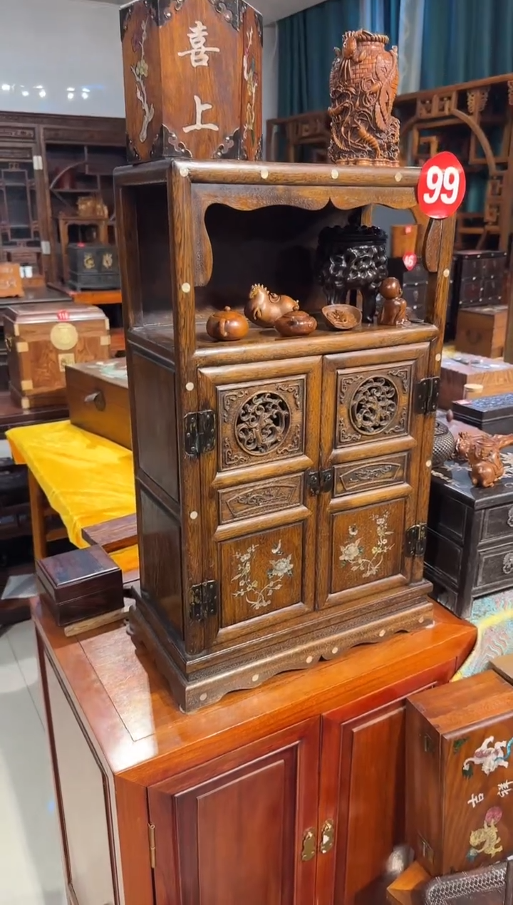 【闪购商品】木木艺缅花镶嵌透雕万历柜1980.888