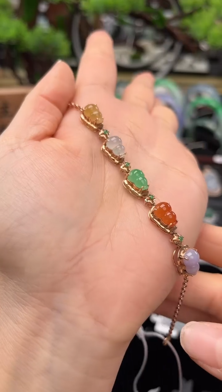 18K金镶嵌手链翡翠手链