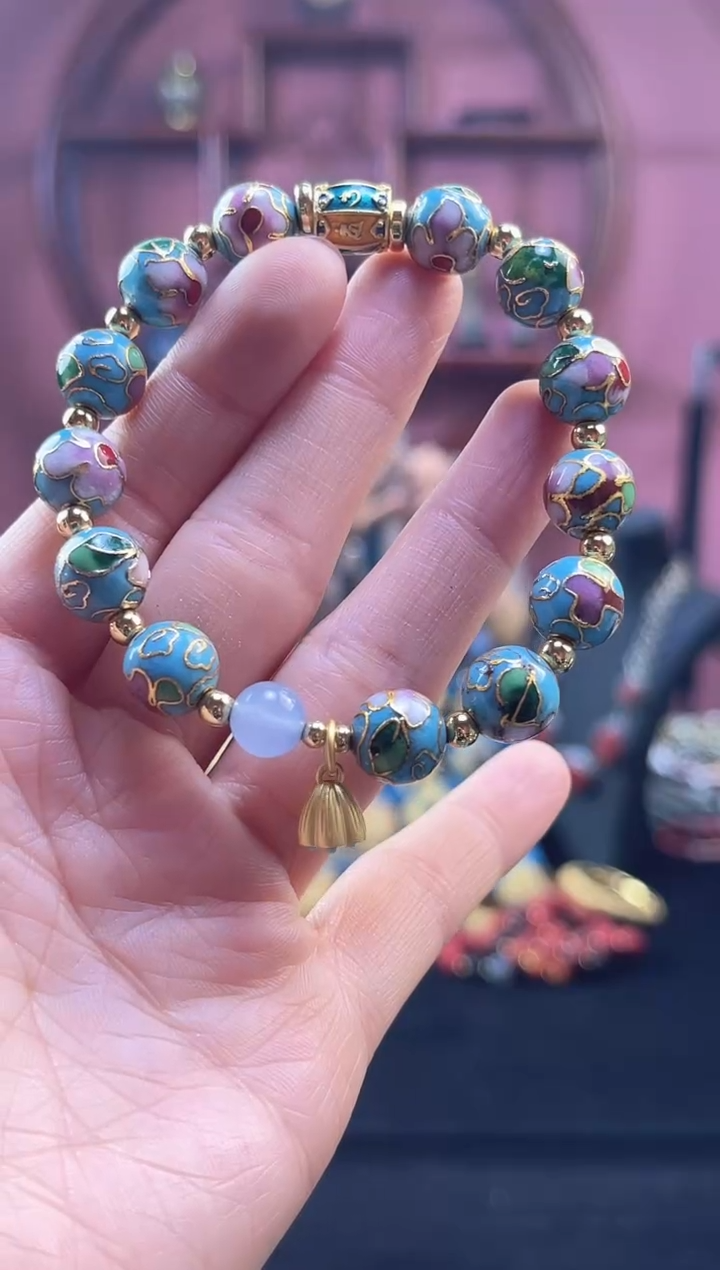 非遗 景泰蓝  手串 天蓝