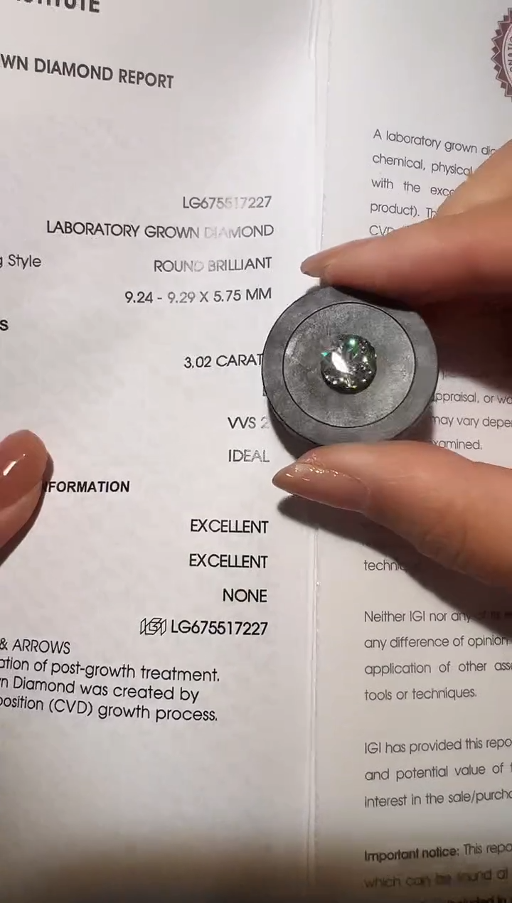 【闪购商品】实验室培育钻石裸石未镶嵌LG7227 3.02