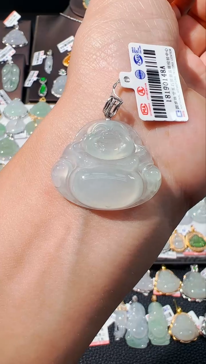 吊坠(不含链)18K金镶嵌翡翠佛公吊坠148A
