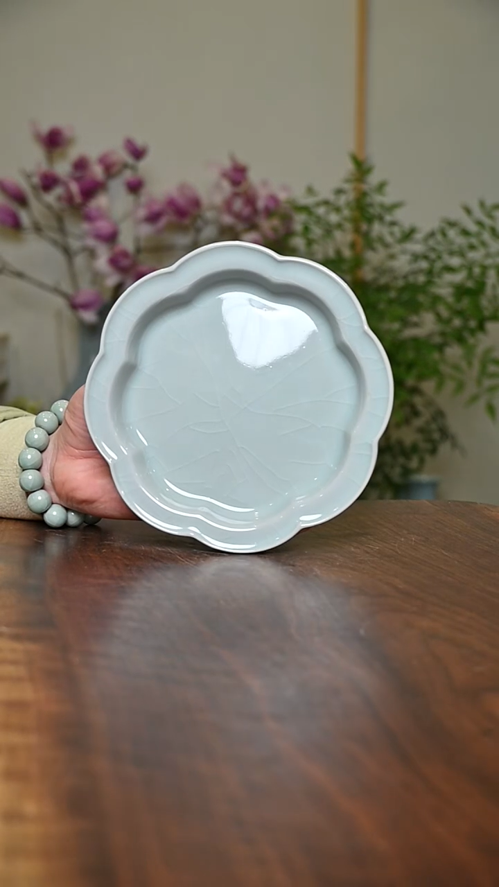 【闪购商品】其他微瑕粉青釉朱家汝窑款梅花盘