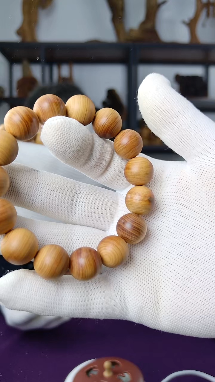 崖柏太行陈化崖柏1.5素珠单圈崖柏手串