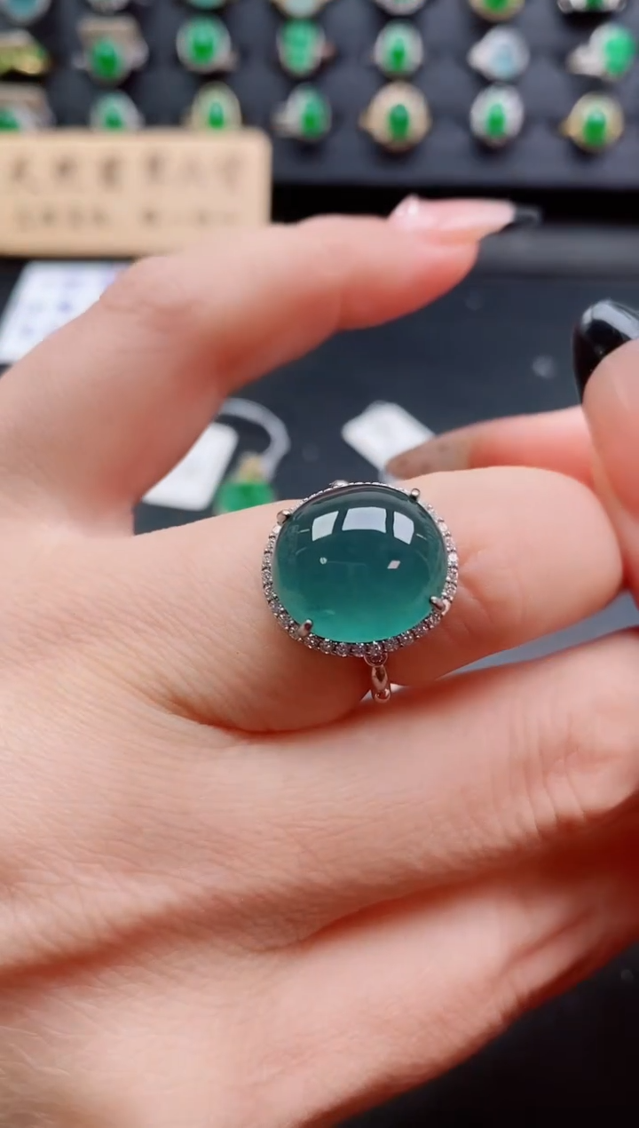 银S925镶嵌戒指翡翠1