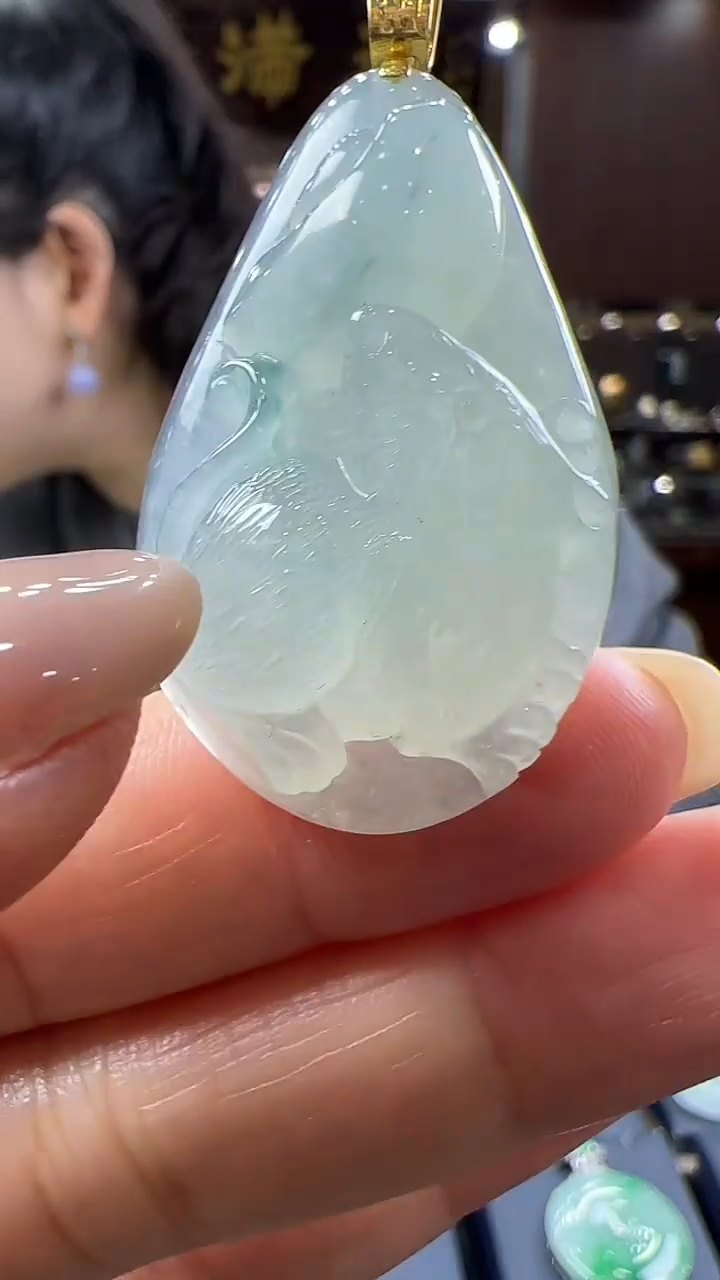 【闪购商品】翡翠挂件18K金镶嵌老鼠不含链