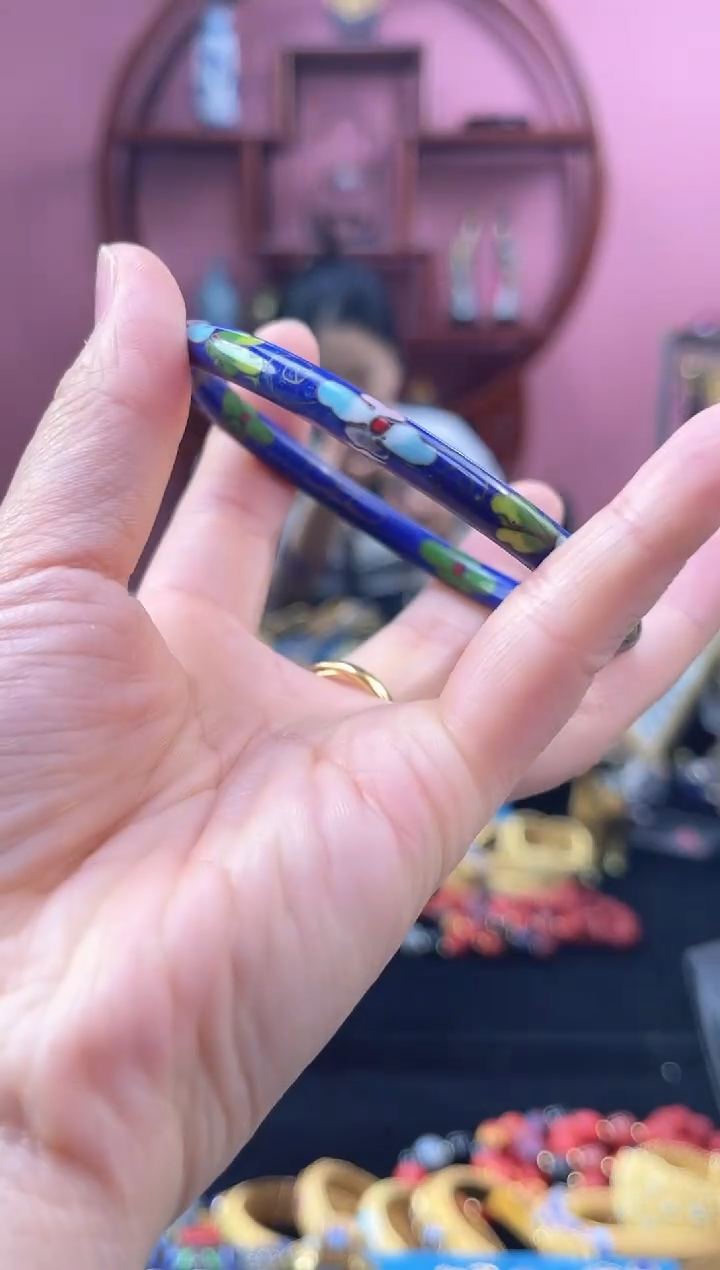 非遗 景泰蓝 开口镯 55-65 宝蓝