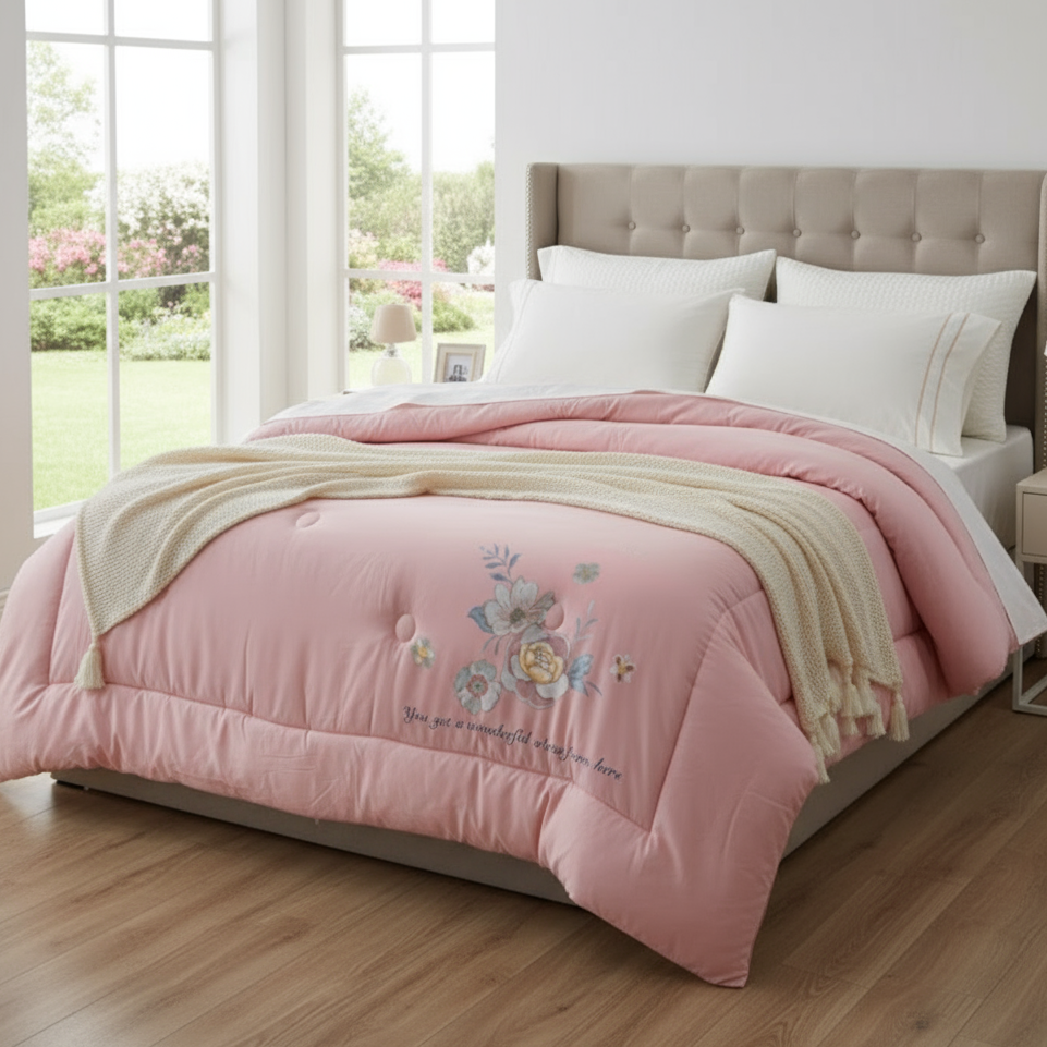 【重约8斤】高奢绣花莫代冬被加厚冬季被芯被子-豆沙