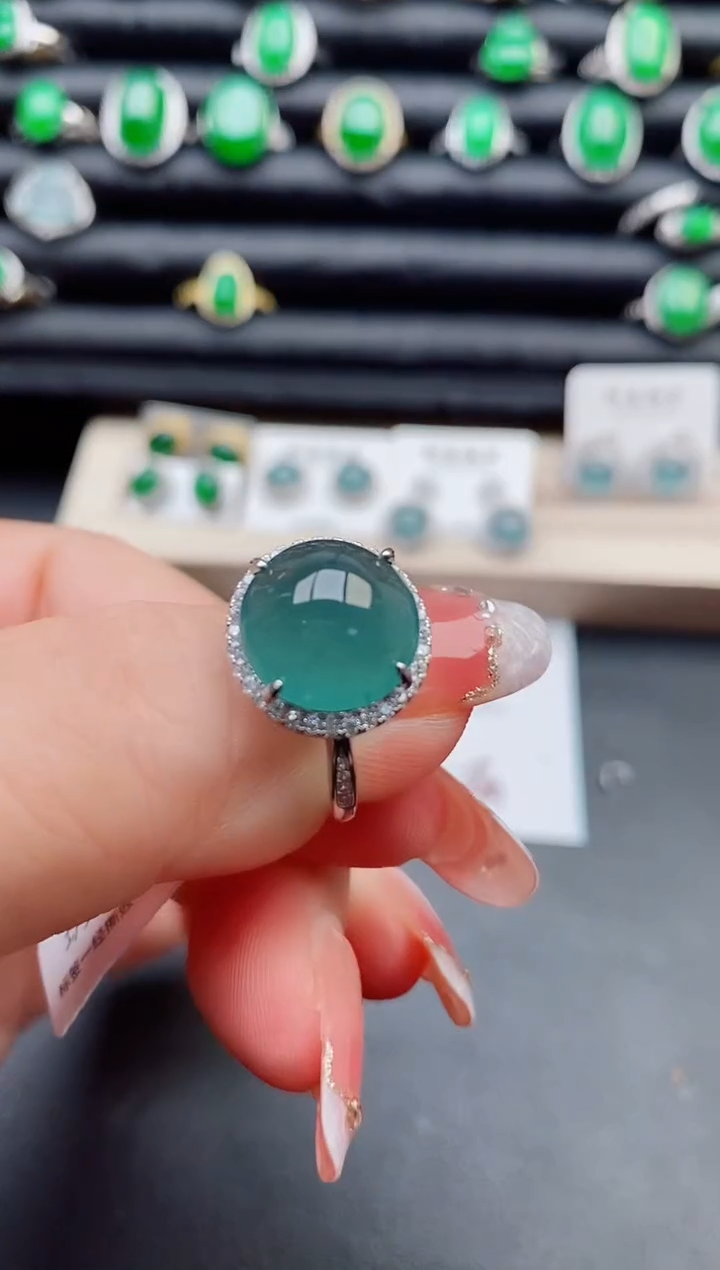 【闪购商品】翡翠戒指银S925镶嵌08000
