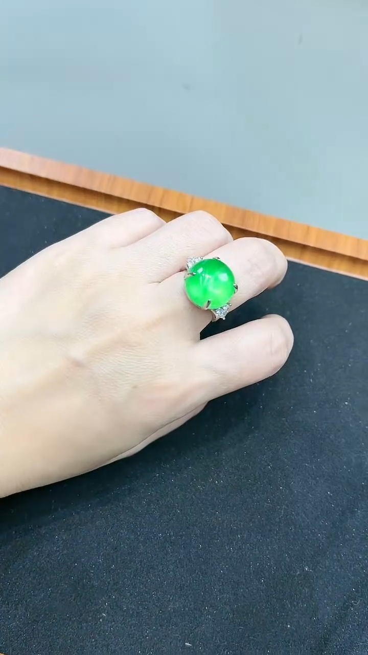【闪购商品】翡翠戒指未镶嵌s62满绿满色戒指