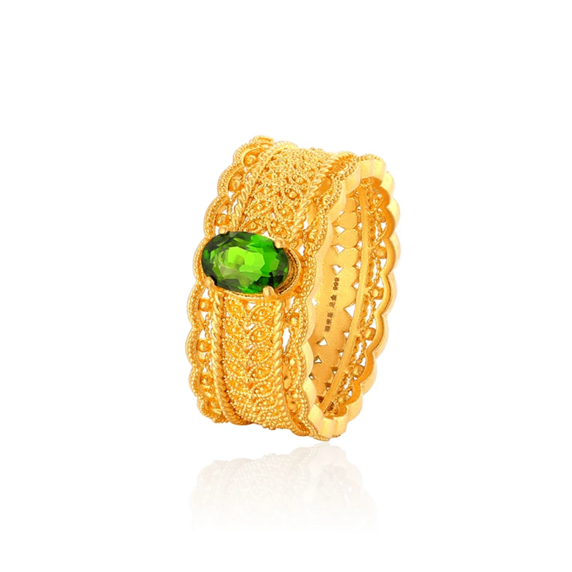 足金999 精品花丝皇后黄金戒指精致时尚