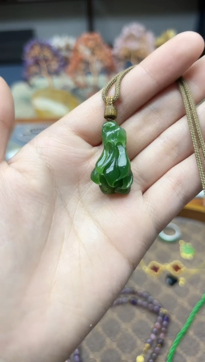 未镶嵌和田玉挂件碧玉玉兰花HX