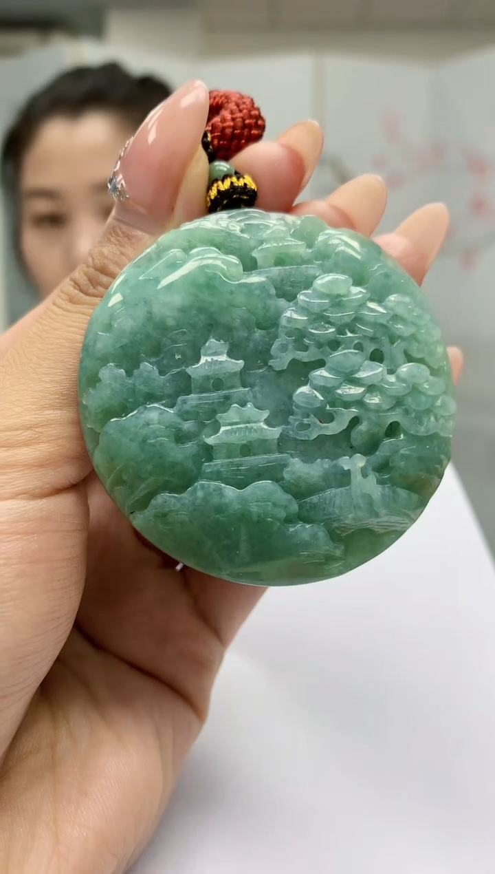 【闪购商品】定制翡翠未镶嵌4902MM-毛货挂件27