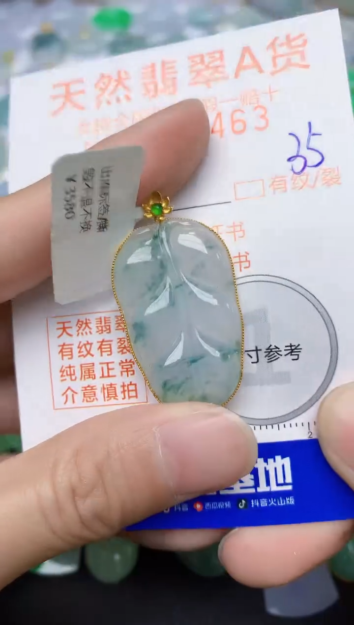 【闪购商品】翡翠颈饰18K金镶嵌35天然翡翠A货  