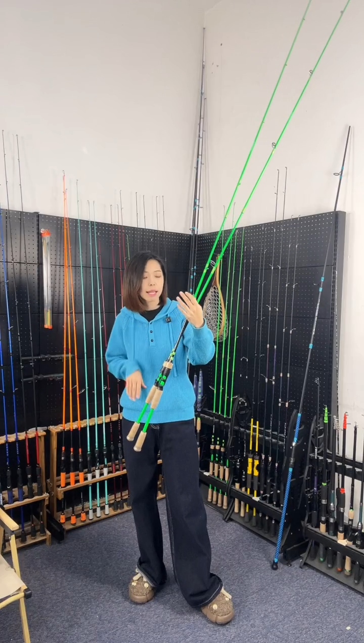 2.1m碳素绿麒麟直柄2.1米（瑕疵尾货竿，没有售后，介意勿拍）