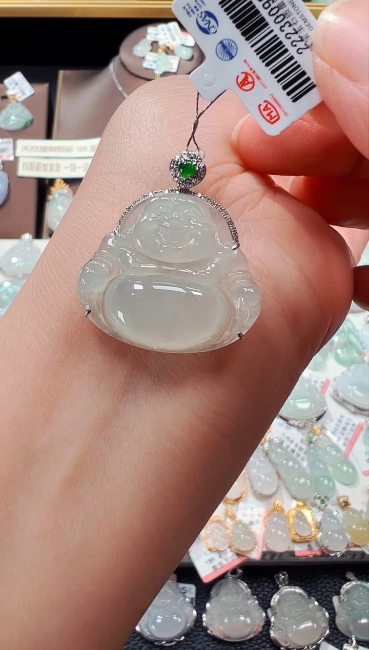 【闪购商品】翡翠吊坠(不含链)18K金镶嵌佛公吊坠997