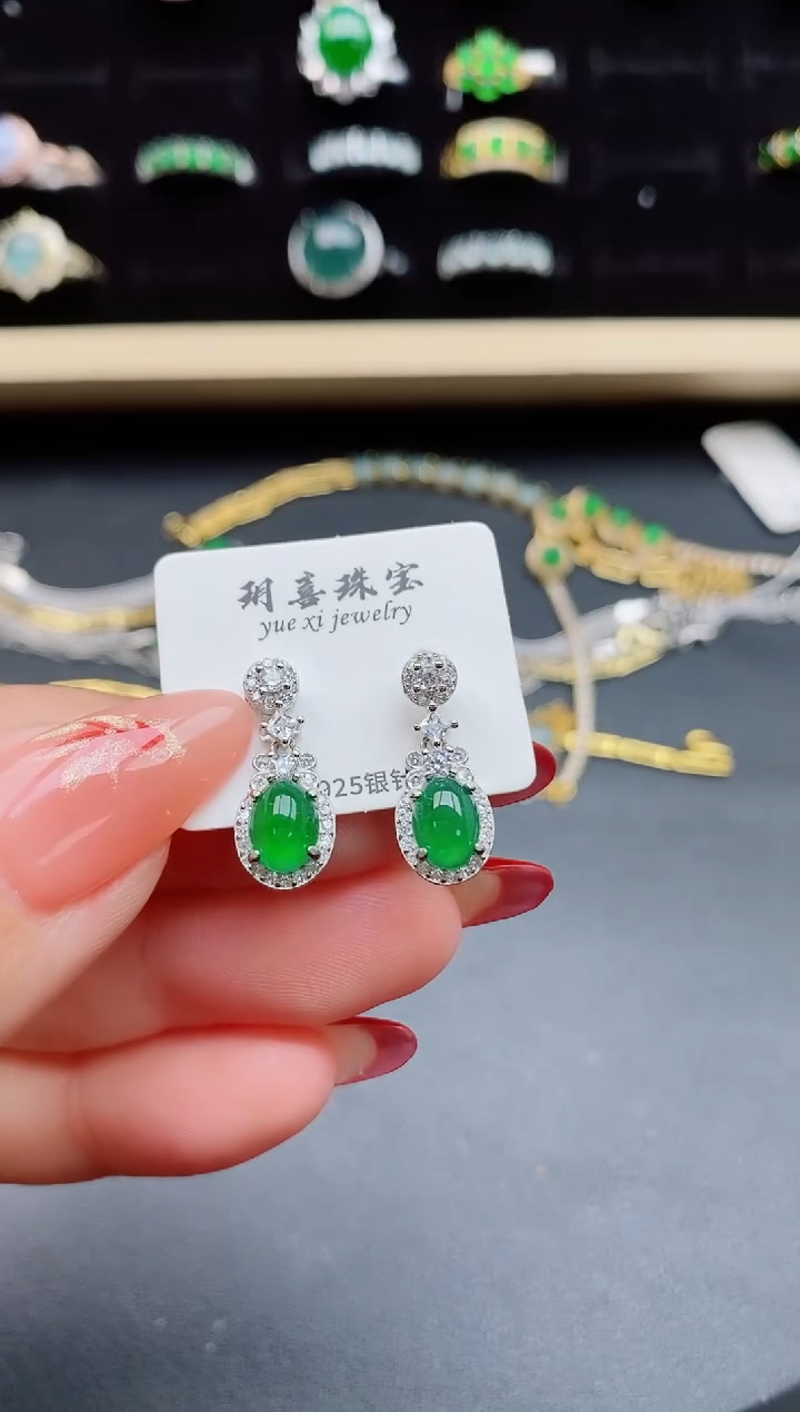 【闪购商品】翡翠耳饰银S925镶嵌321321