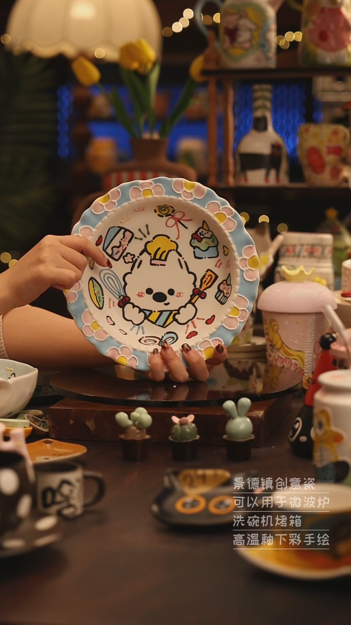 陶瓷景德镇可爱陶瓷釉下彩绘设计师款