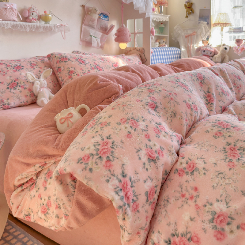 加厚牛奶绒床上四件套冬季保暖