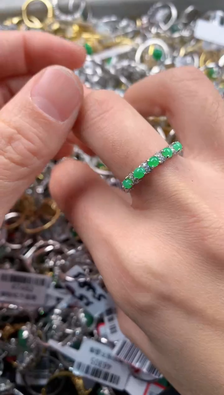 银S925镶嵌戒指翡翠777     2