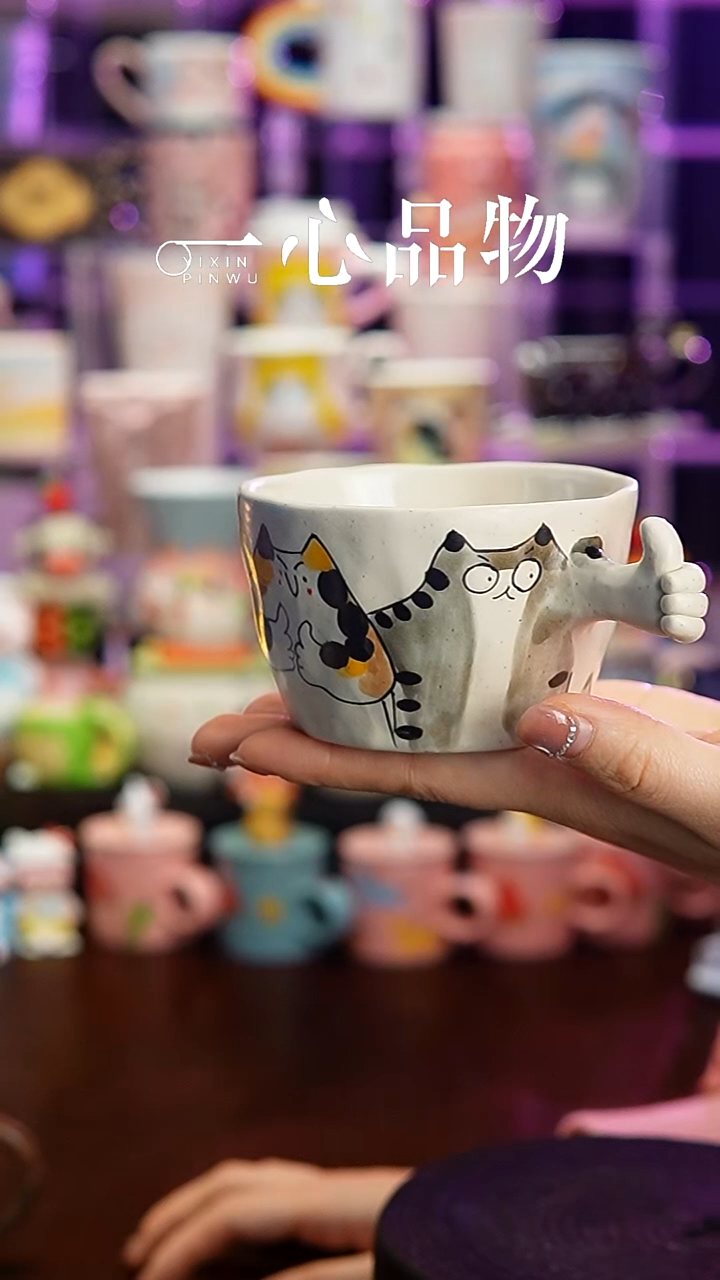杯子瓷S32景德镇手工手绘杯子摆件