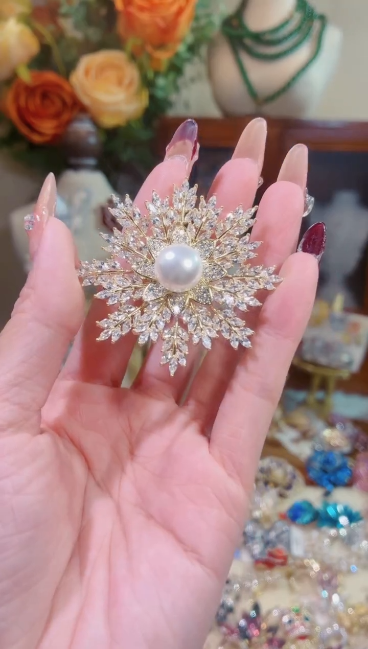 合成立方氧化锆铜合金金色雪花