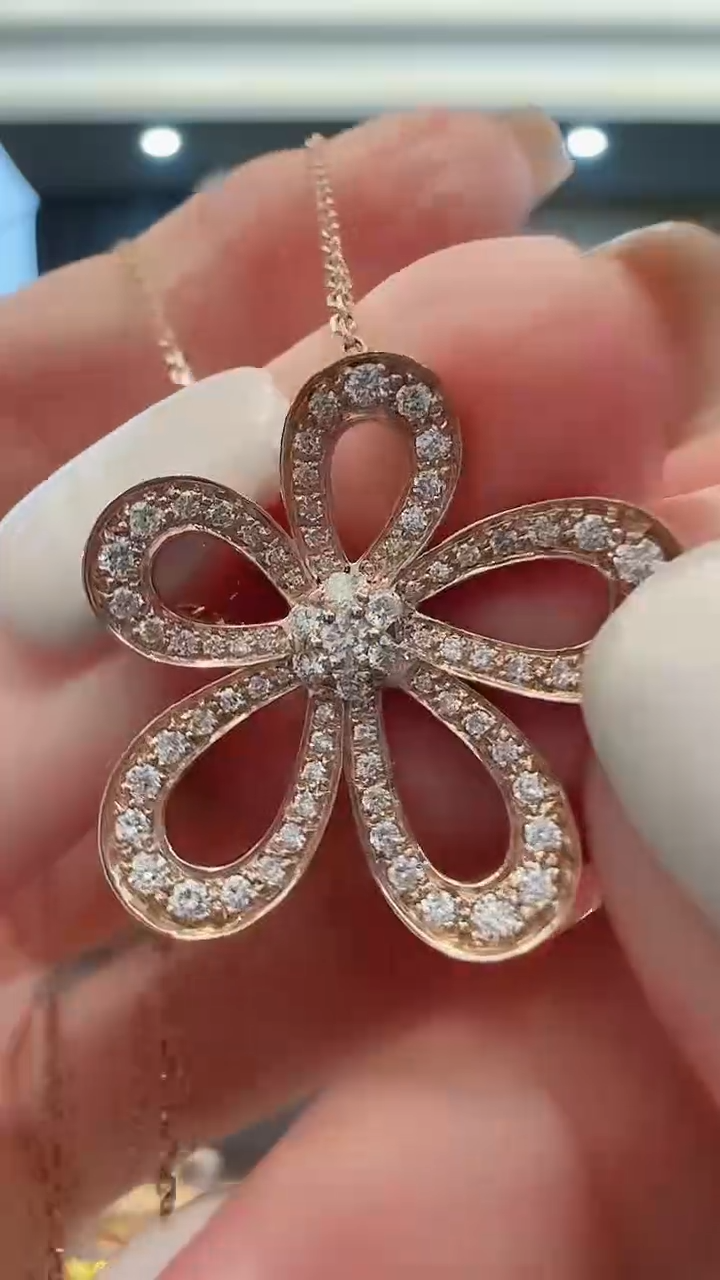 套链钻石18K金镶嵌18K金钻石花花套链