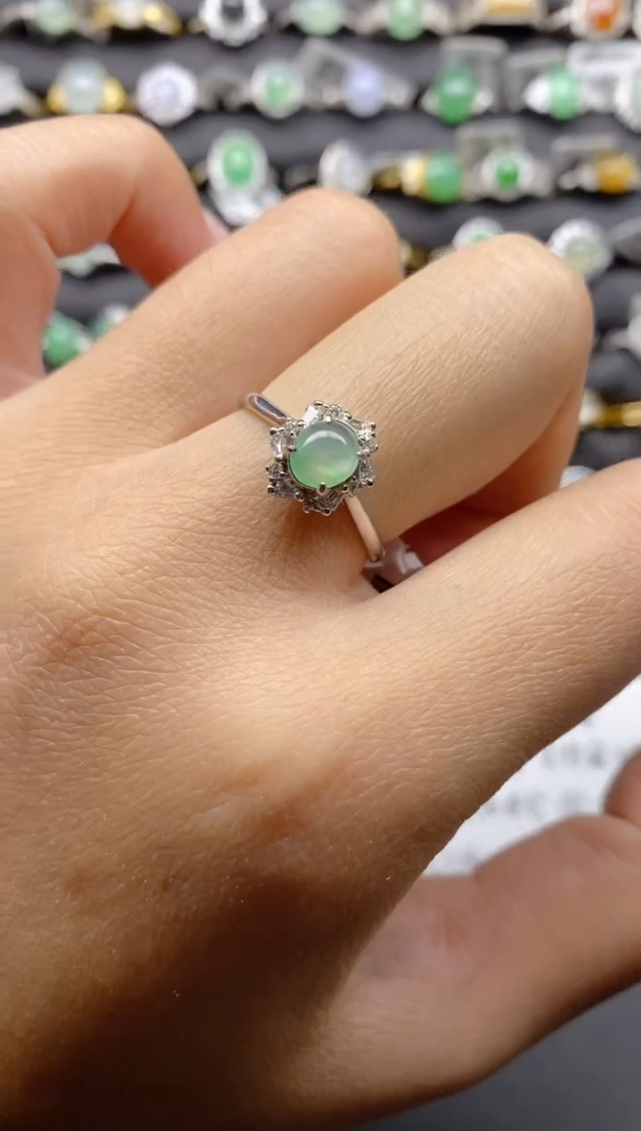 【闪购商品】翡翠戒指银S925镶嵌S925银镶嵌翡翠戒指