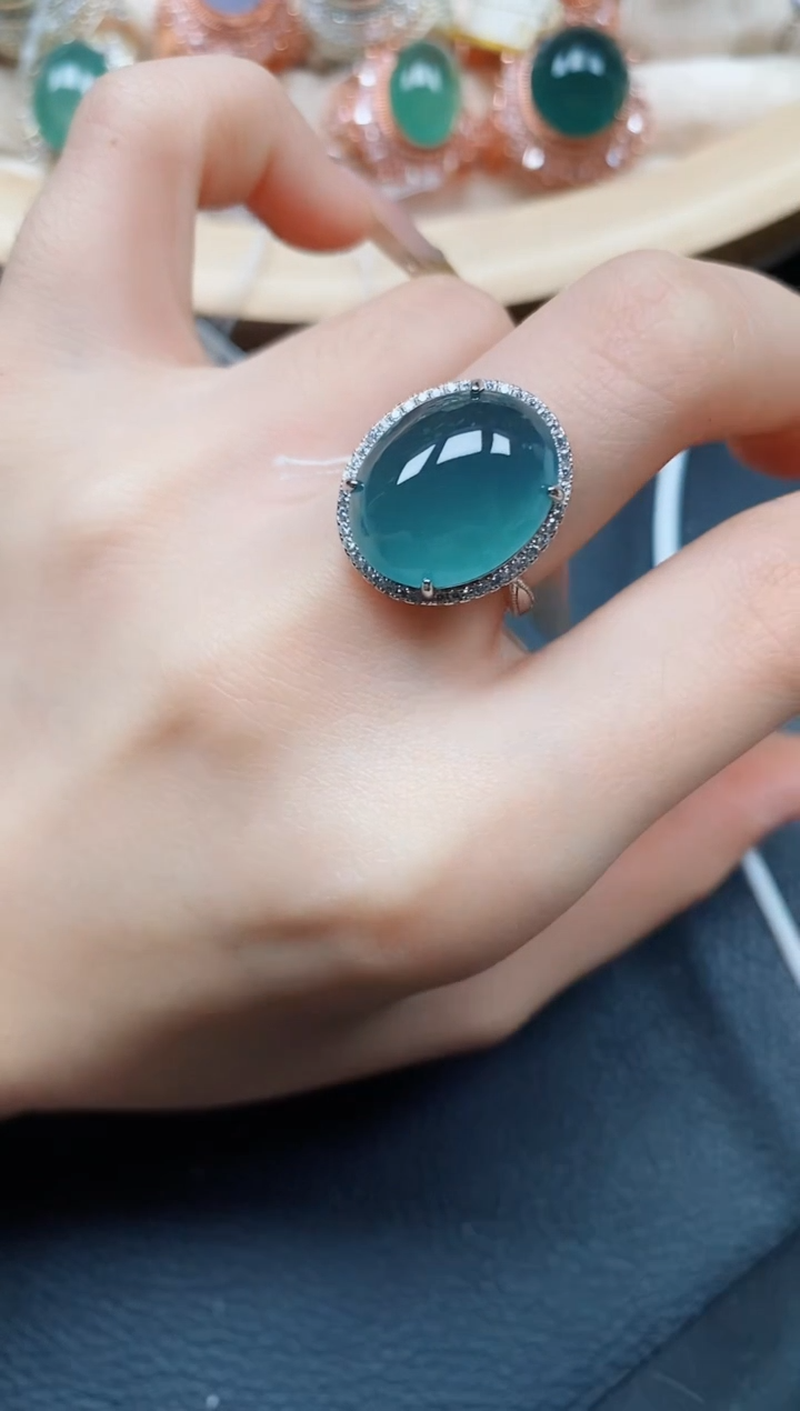 【闪购商品】翡翠戒指银S925镶嵌翡翠