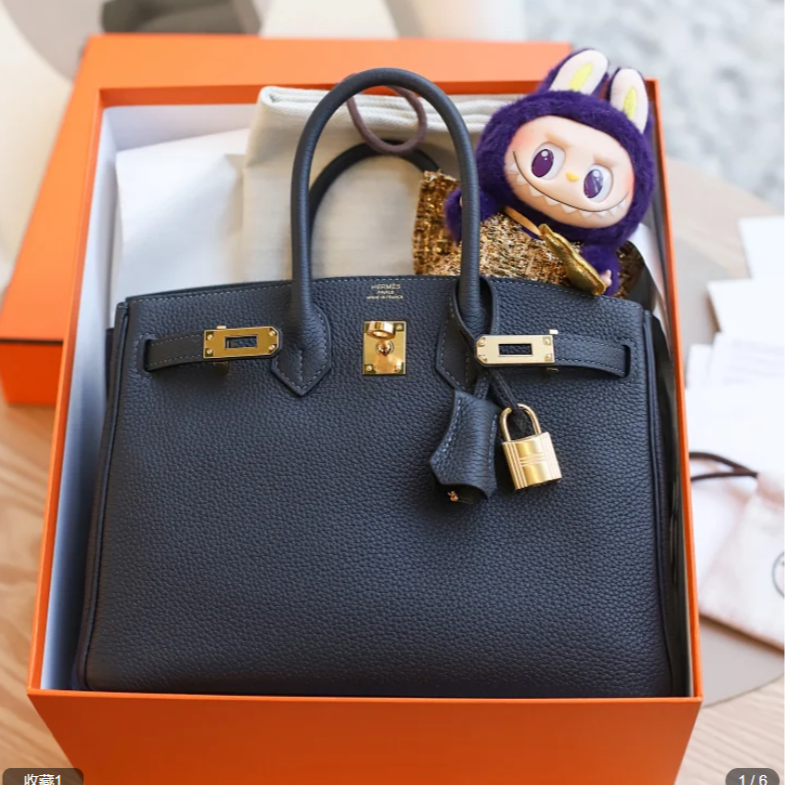 未使用 Hermes/爱马仕 Birkin25 K刻 TOGO皮 极度黑 金扣