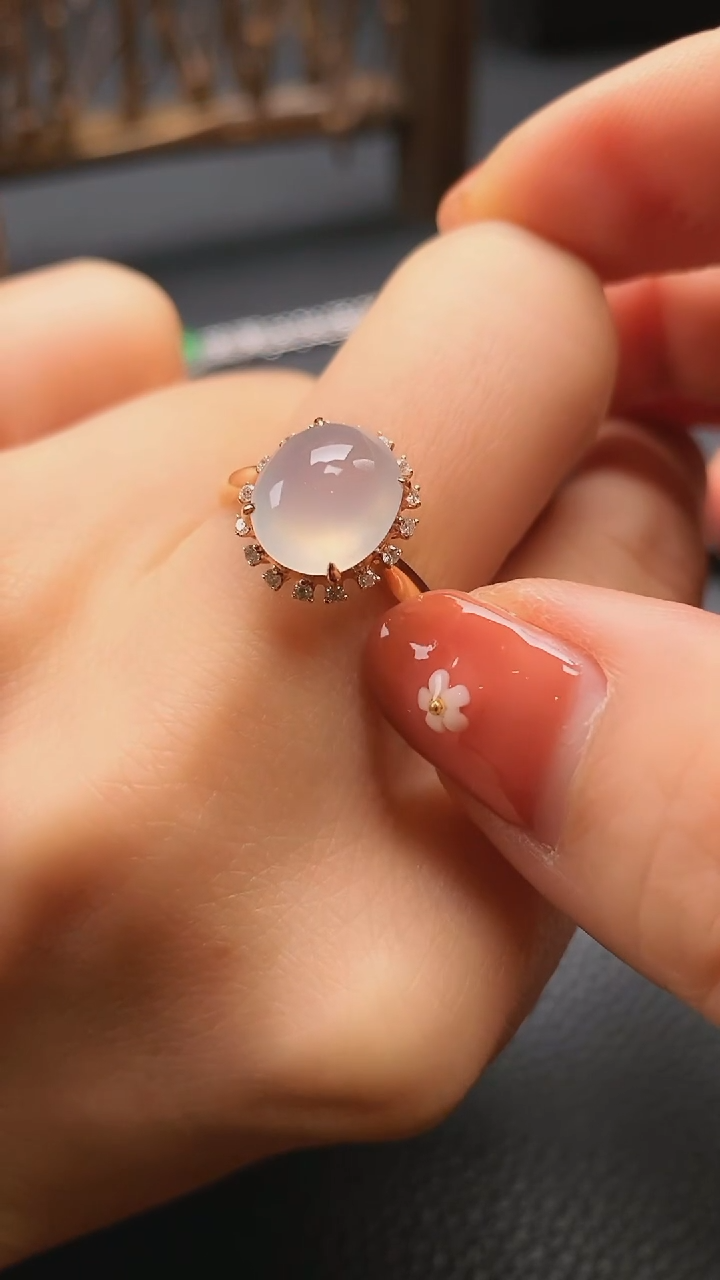 【闪购商品】翡翠戒指18K金镶嵌戒指