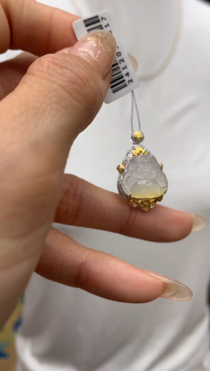 【闪购商品】翡翠颈饰18K金镶嵌财神