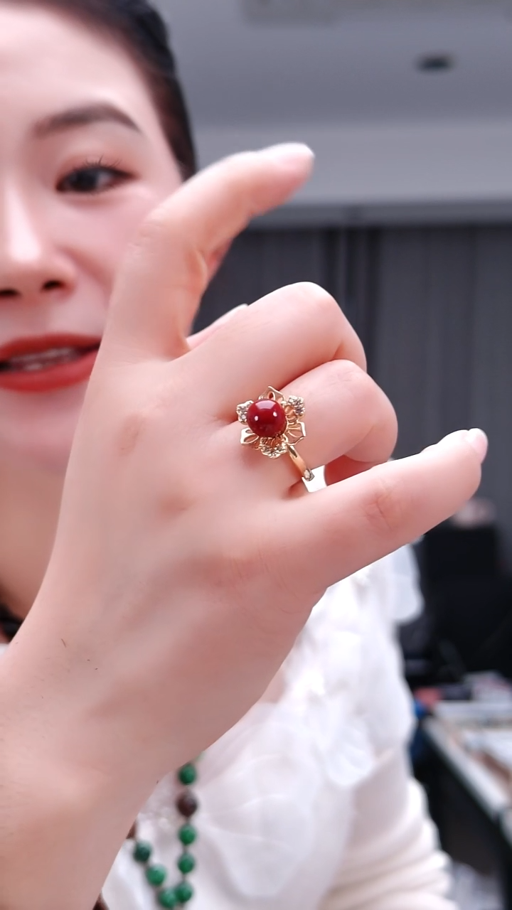 无非金属1920红豆戒指