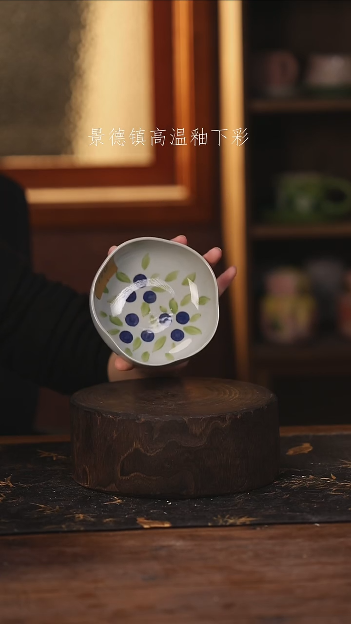 陶瓷景德镇高温釉下手绘陶瓷@L190@