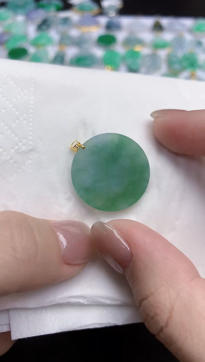 【闪购商品】翡翠颈饰18K金镶嵌天然缅甸翡翠A货