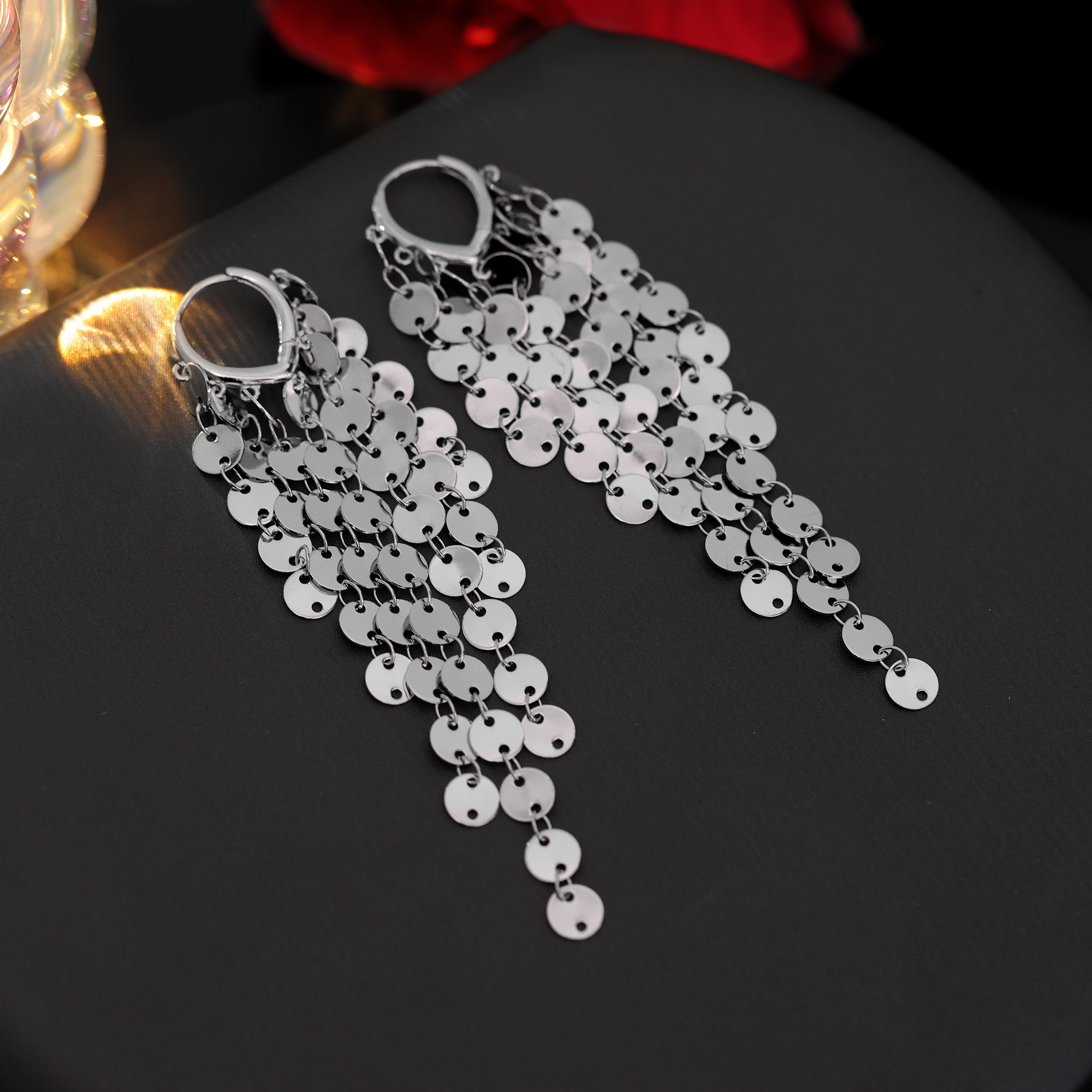 铜合金耳饰 【波光粼粼】简约轻奢风显脸小流苏耳扣款耳环E3329