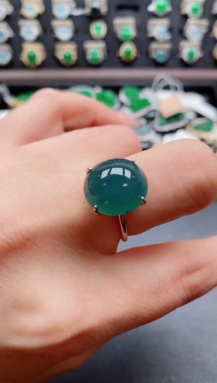 银S925镶嵌戒指翡翠1