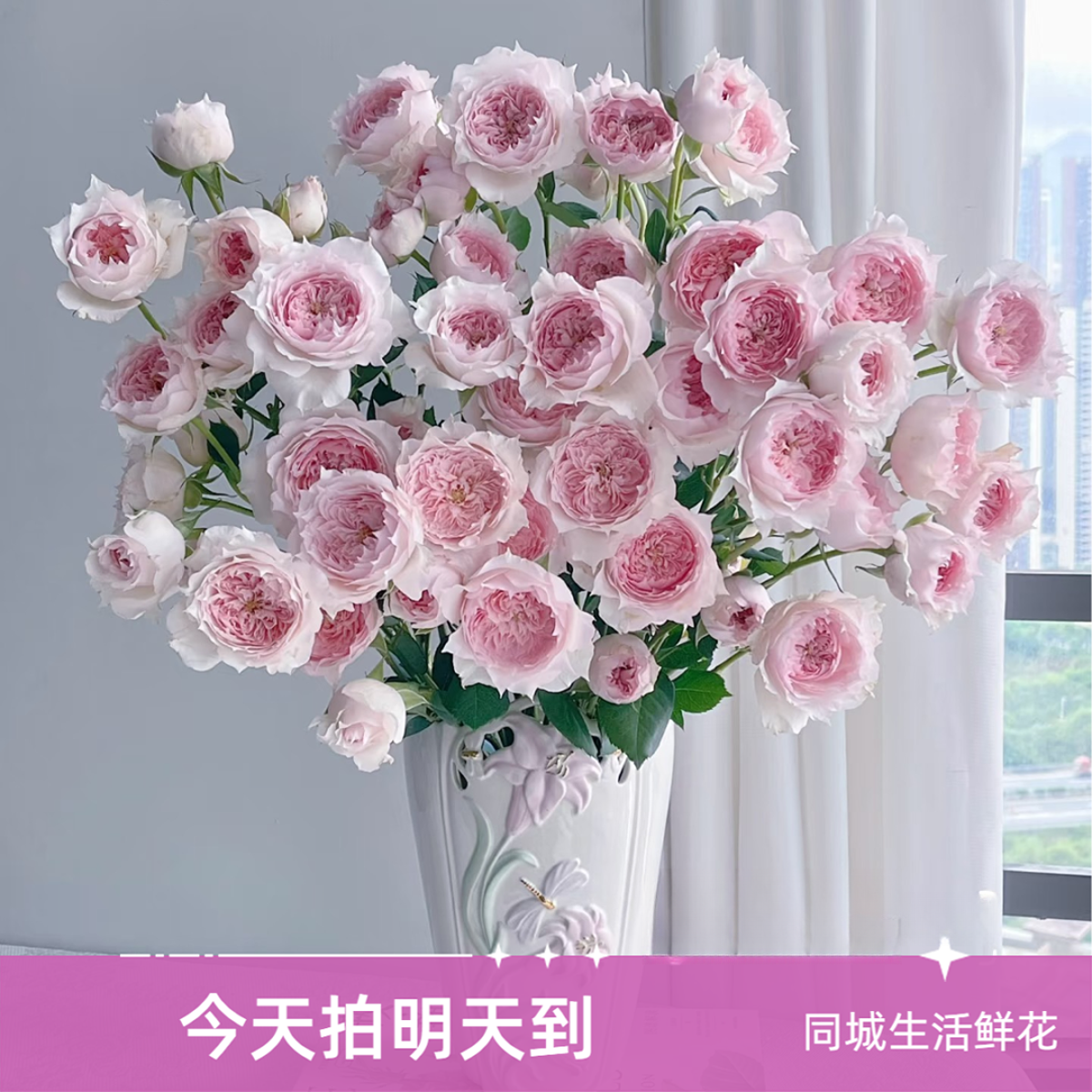 『莫尼卡戴维多头玫瑰』同城明天到-全场任意满2单以上鲜花升级顺丰京东包邮