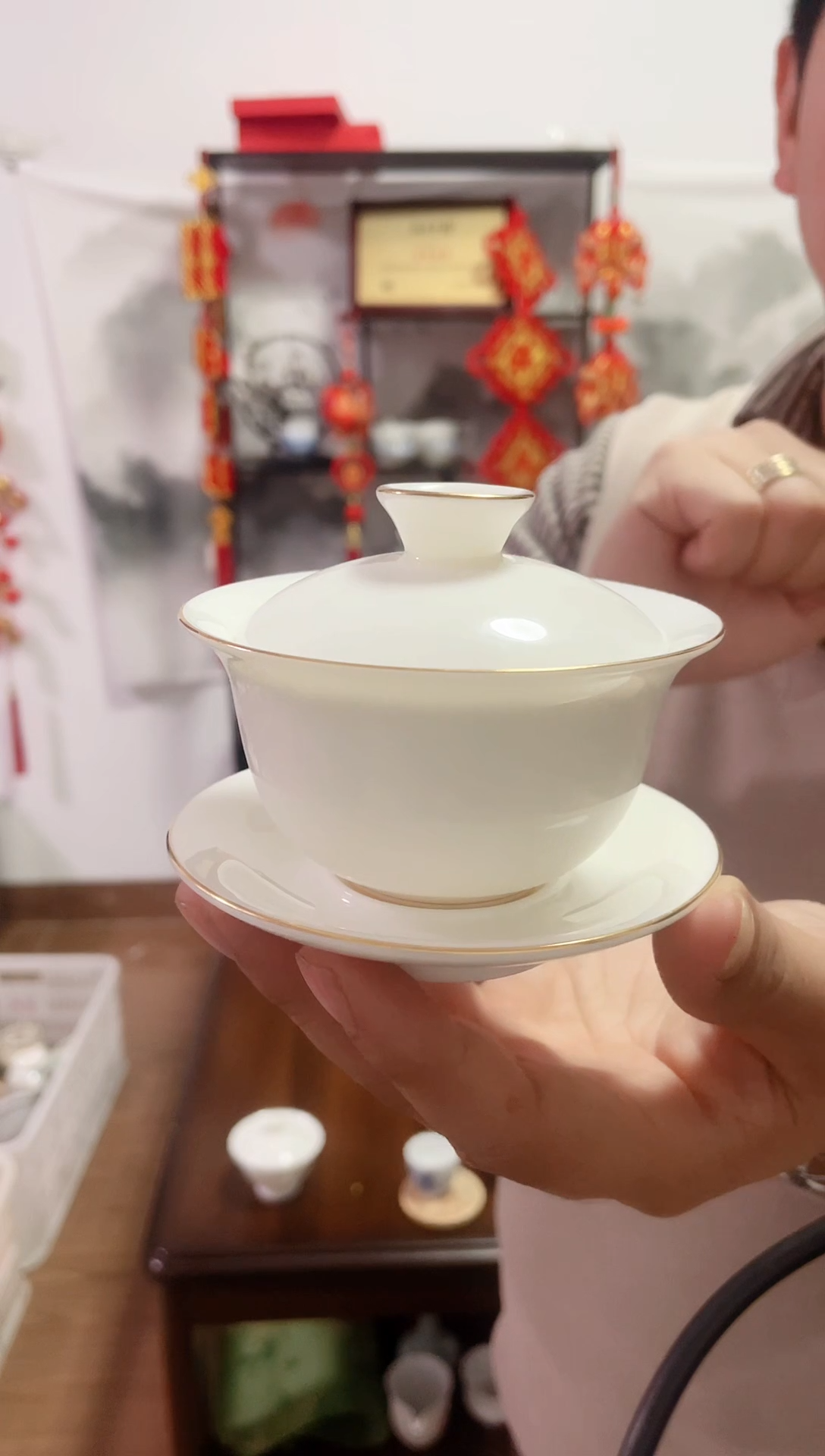 【闪购商品】【瓷心匠物】直播间福利专款3号盖碗金线