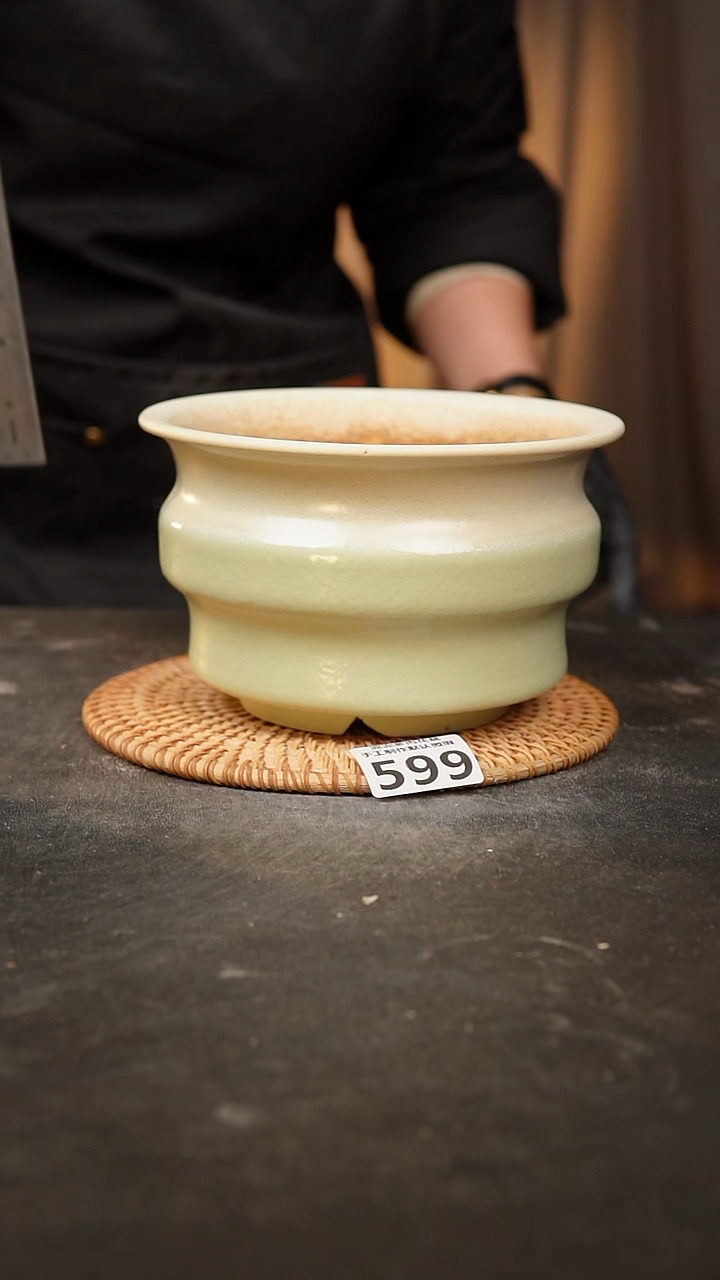 【闪购商品】瓷片599泥泥手工花盆口15高11