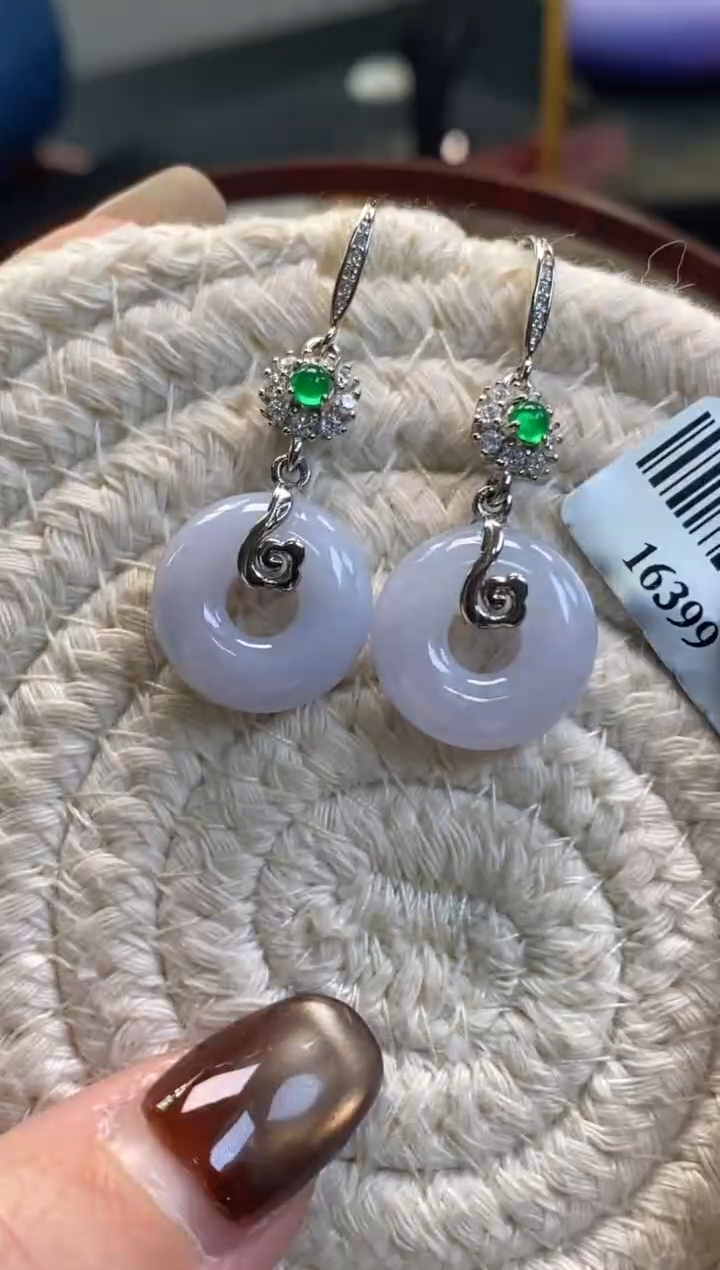 颈饰银S925镶嵌翡翠净货16399