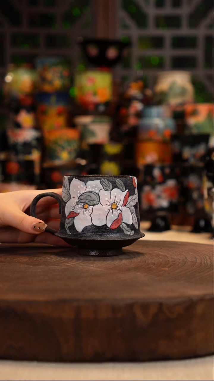 岩彩釉  釉下彩  杯子