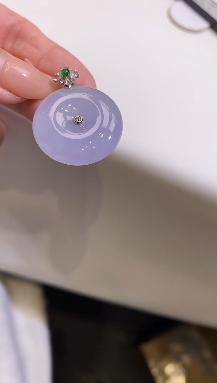 吊坠(不含链)18K金镶嵌翡翠平安扣