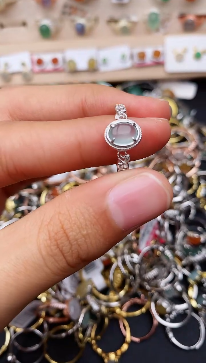 【闪购商品】翡翠戒指银S925镶嵌缅甸翡翠