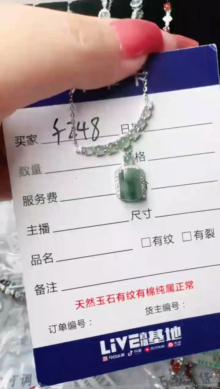 颈饰银S925镶嵌翡翠1111