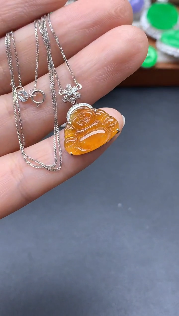 颈饰18K金镶嵌翡翠506-中国好珍宝