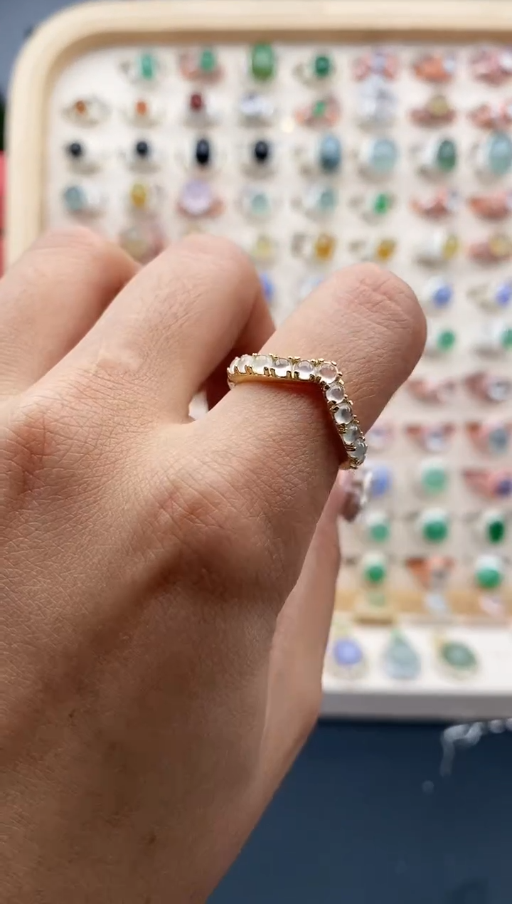 【闪购商品】翡翠戒指银S925镶嵌缅甸天然A货翡翠333  8+2