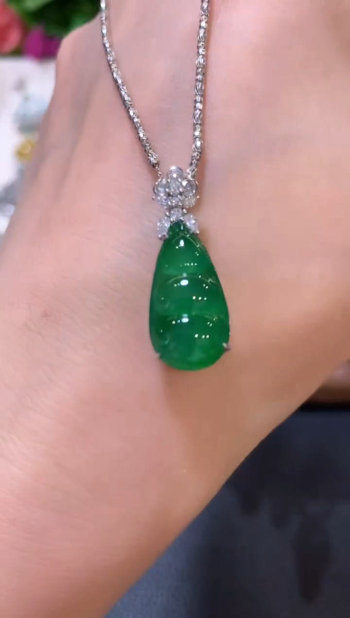 吊坠(不含链)18K金镶嵌翡翠m38  