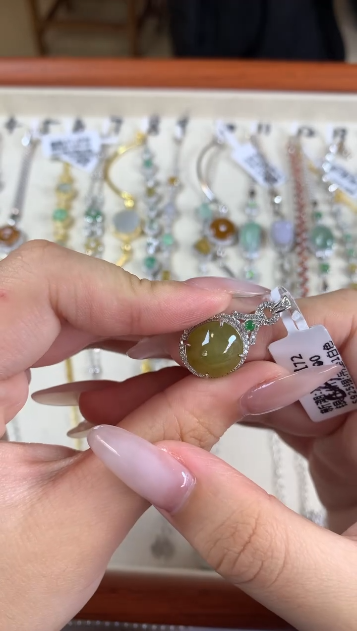 银S925镶嵌戒指翡翠吊坠